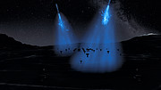 CTA-array bij nacht met deeltjesregens