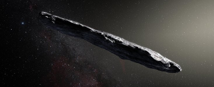 Künstlerische Darstellung des interstellaren Asteroiden `Oumuamua