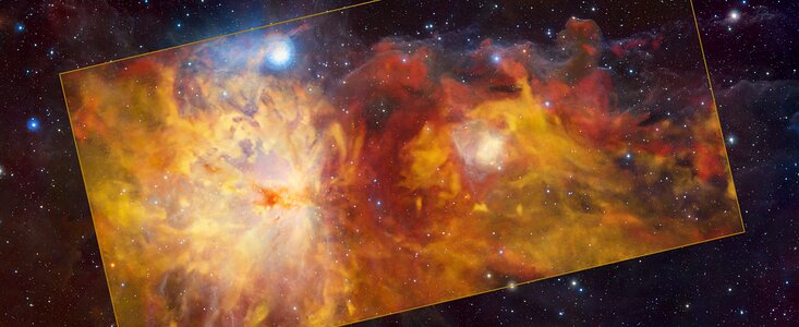La regione della Nebulosa Fiamma osservata da APEX e VISTA