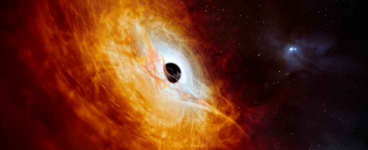 Taiteilijan näkemys ennätyksiä rikkovasta kvasaari J0529-4351:stä