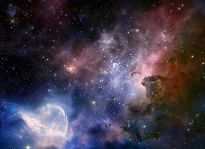Cena do filme Hidden Universe, produzido em IMAX 3D, que mostra a Nebulosa Carina