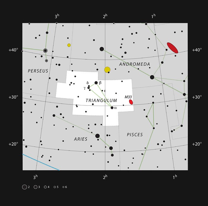 Galaxie M 33 v souhvězdí Trojúhelníku