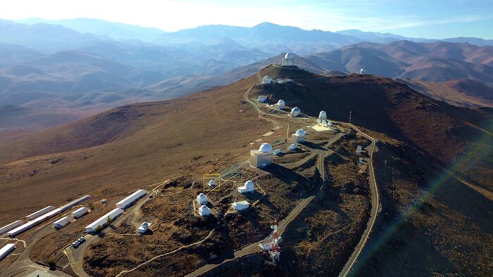 De ligging van de Test-Bed Telescope 2 op La Silla