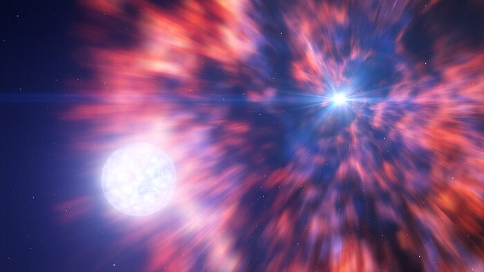 Ein Stern wird zur Supernova in einem Doppelsternsystem