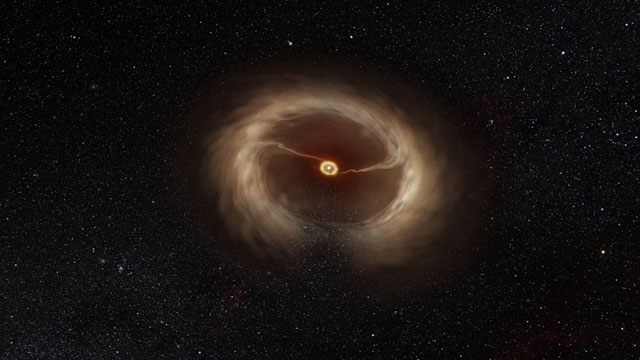 Artist’s impression of the disc and gas streams around HD 142527