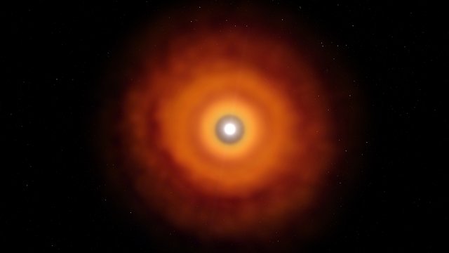 Představa protoplanetárního disku u hvězdy V883 Orionis